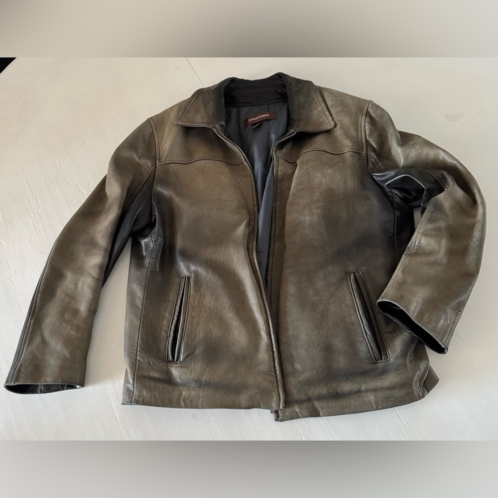 Danier Men's Leather Jacket - Distressed Gray